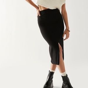 Free People black Skyline Ribbed Knit Rib Midi skirt XS